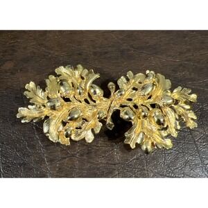 MIMI DI NISCEMI Gold-plated Acorns & Oak Leaves Belt Buckle, Large Leafy Double